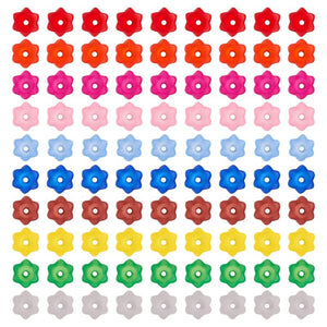 100pc Transparent Acrylic Beads Dyed Flower Beads for DIY Jewelry Making