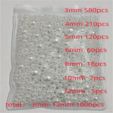 3-12mm Mixed Round ABS Pearl No-Hole Beads DIY Craft Decoration