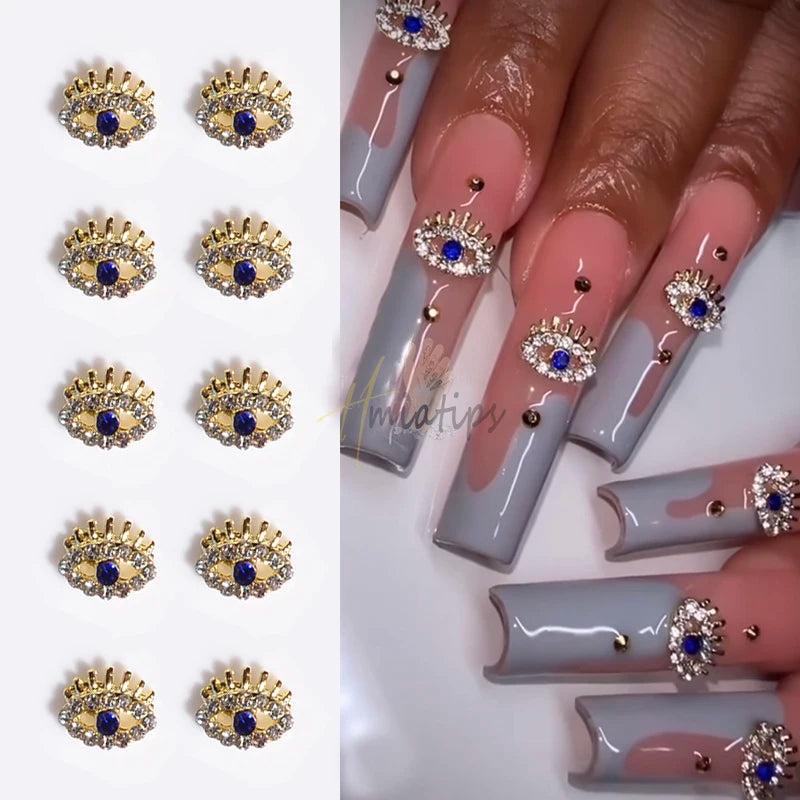 20Pcs Evil Eye Shape Silver Alloy Metal Nail Charms Decoration