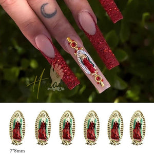 Alloy Virgin Mary Gemstone Rhinestone 3D Nails Charms