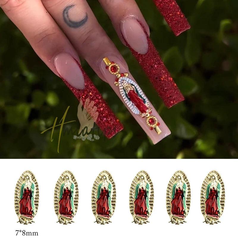 Alloy Virgin Mary Gemstone Rhinestone 3D Nails Charms