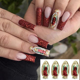 Alloy Virgin Mary Gemstone Rhinestone 3D Nails Charms