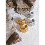 Stylish CZ Stainless Steel Charm Silver Hoop Earrings