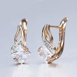 Elegant CZ Dangle Earrings Rose Gold 585