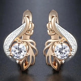 Elegant CZ Dangle Earrings Rose Gold 585