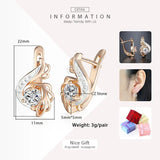 Elegant CZ Dangle Earrings Rose Gold 585
