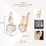 Elegant CZ Dangle Earrings Rose Gold 585