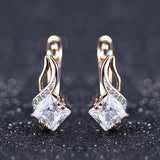 Elegant CZ Dangle Earrings Rose Gold 585