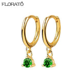 925 Silver Needle Green Earrings 18K Hoop for Women