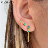 925 Silver Needle Green Earrings 18K Hoop for Women