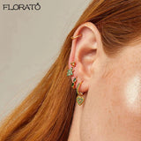925 Silver Needle Green Earrings 18K Hoop for Women