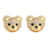 Plated Colorful CZ Bear Earrings Zircon Animal Stud Earring
