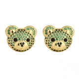 Plated Colorful CZ Bear Earrings Zircon Animal Stud Earring