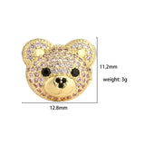 Plated Colorful CZ Bear Earrings Zircon Animal Stud Earring