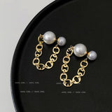 Pearl Chain Earrings 925 Silver Anti Fading High-Grade Ear Ring