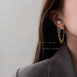 Pearl Chain Earrings 925 Silver Anti Fading High-Grade Ear Ring