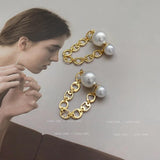 Pearl Chain Earrings 925 Silver Anti Fading High-Grade Ear Ring