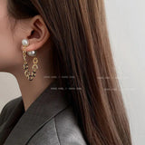 Pearl Chain Earrings 925 Silver Anti Fading High-Grade Ear Ring