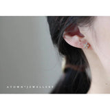 925 Silver Flower Stud Earrings 14k 5 Zircon Women Jewelry