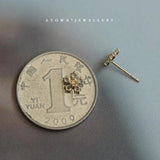 925 Silver Flower Stud Earrings 14k 5 Zircon Women Jewelry