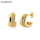 925 Silver C-Shaped Geometric Earrings Lightweight Studs
