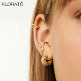 925 Silver C-Shaped Geometric Earrings Lightweight Studs