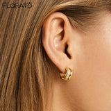 925 Silver C-Shaped Geometric Earrings Lightweight Studs