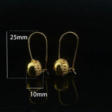 Women 585 Drop Earrings Ball Bead Carve Small Middle Large