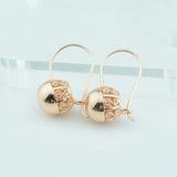Women 585 Drop Earrings Ball Bead Carve Small Middle Large