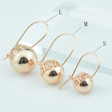 Women 585 Drop Earrings Ball Bead Carve Small Middle Large