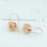 Women 585 Drop Earrings Ball Bead Carve Small Middle Large