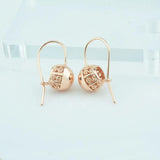 Women 585 Drop Earrings Ball Bead Carve Small Middle Large