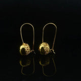 Women 585 Drop Earrings Ball Bead Carve Small Middle Large