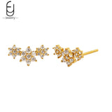 925 Silver Turquoise Flower Stud Earrings Elegant Party Jewelry