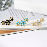 925 Silver Turquoise Flower Stud Earrings Elegant Party Jewelry