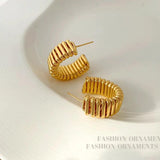 925 Silver Needle Metal Hoop Earrings for Women