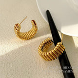925 Silver Needle Metal Hoop Earrings for Women