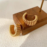 925 Silver Needle Metal Hoop Earrings for Women