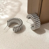 925 Silver Needle Metal Hoop Earrings for Women