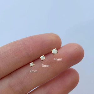 925 Silver Mini Opal Stud Earrings Set 3pcs