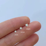 925 Silver Mini Opal Stud Earrings Set 3pcs