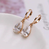 Drop Water Earrings 18K CZ Classic Style