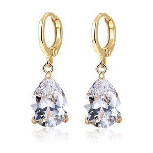 Drop Water Earrings 18K CZ Classic Style