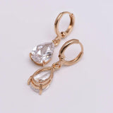 Drop Water Earrings 18K CZ Classic Style