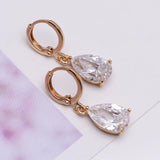 Drop Water Earrings 18K CZ Classic Style