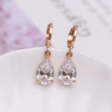 Drop Water Earrings 18K CZ Classic Style