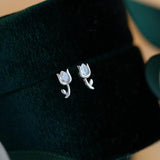 925 Silver Tulip Flower Stud Earrings 18k Plated High-end Mini Earrings