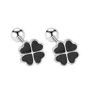 Rose Clover Earrings For Girls Accessories On Ear Screw Knob Stud Earrings