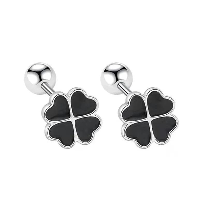 Rose Clover Earrings For Girls Accessories On Ear Screw Knob Stud Earrings
