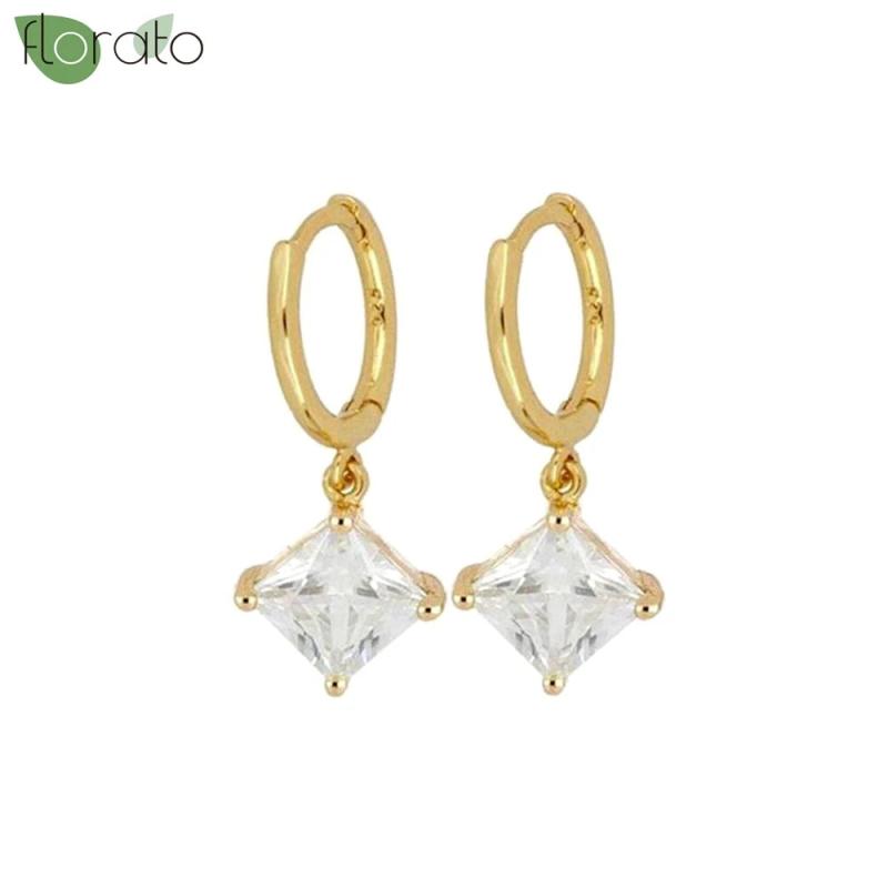 Purple Crystal Star Hoop Earrings 925 Silver